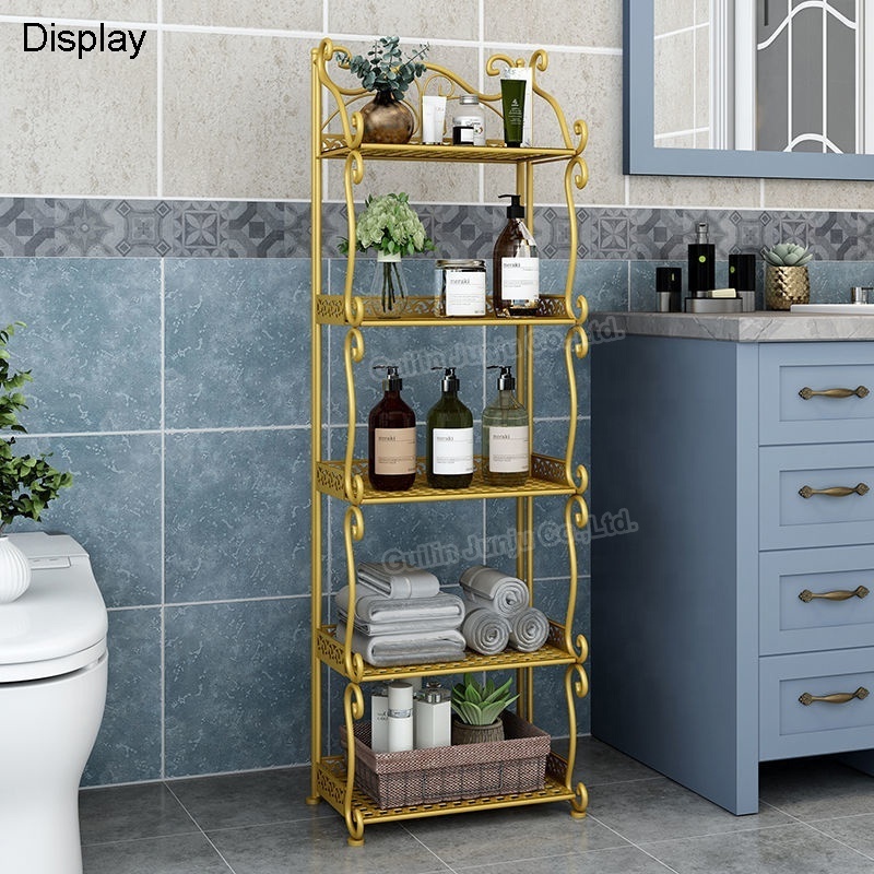 Folding Storage Shelves 5 Tier Metal for Home Living Room Kitchen Bathroom Corner