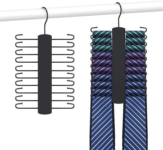 Tie rack, men's closet wooden tie hook,20 storage capacity