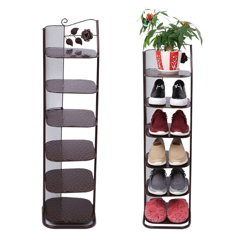 Junju made of 6 layer shoes shelf commercial stand shoe rack with mesh wire