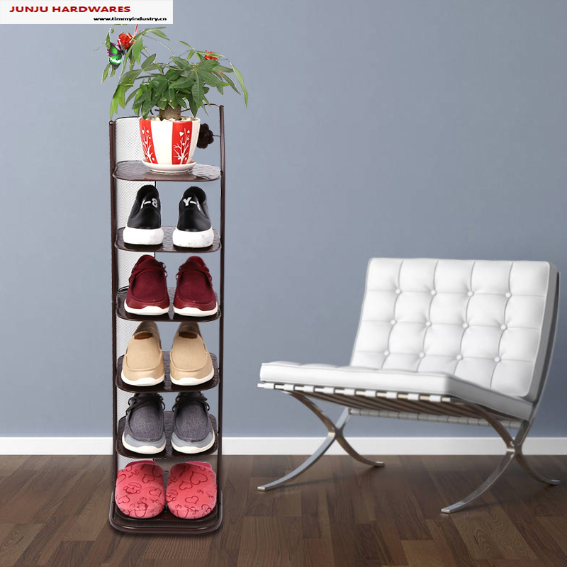 Junju made of 6 layer shoes shelf commercial stand shoe rack with mesh wire