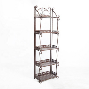 Folding Storage Shelves 5 Tier Metal for Home Living Room Kitchen Bathroom Corner