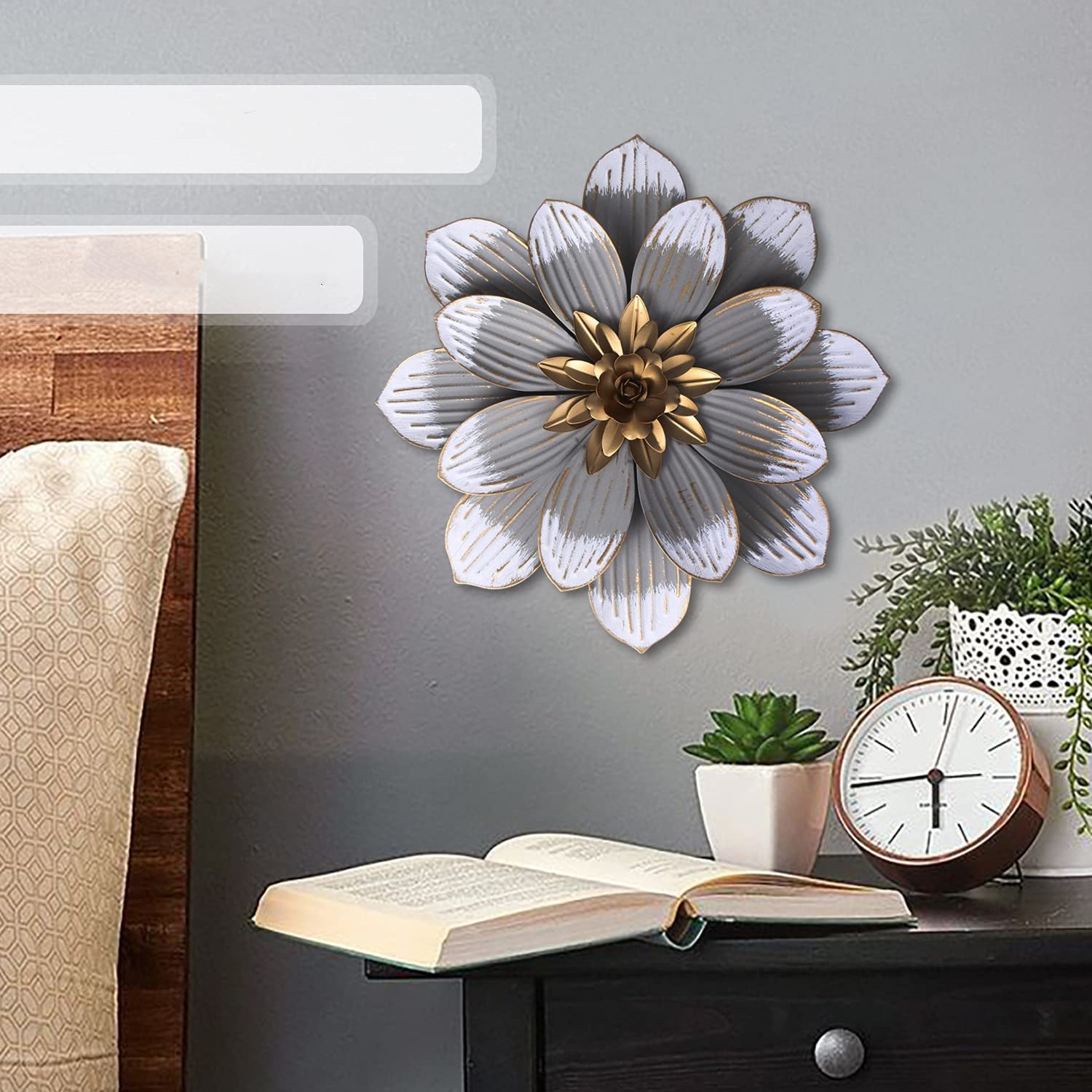 New Arrival White Metal Flower Wall Decor Wall Decorations For Home