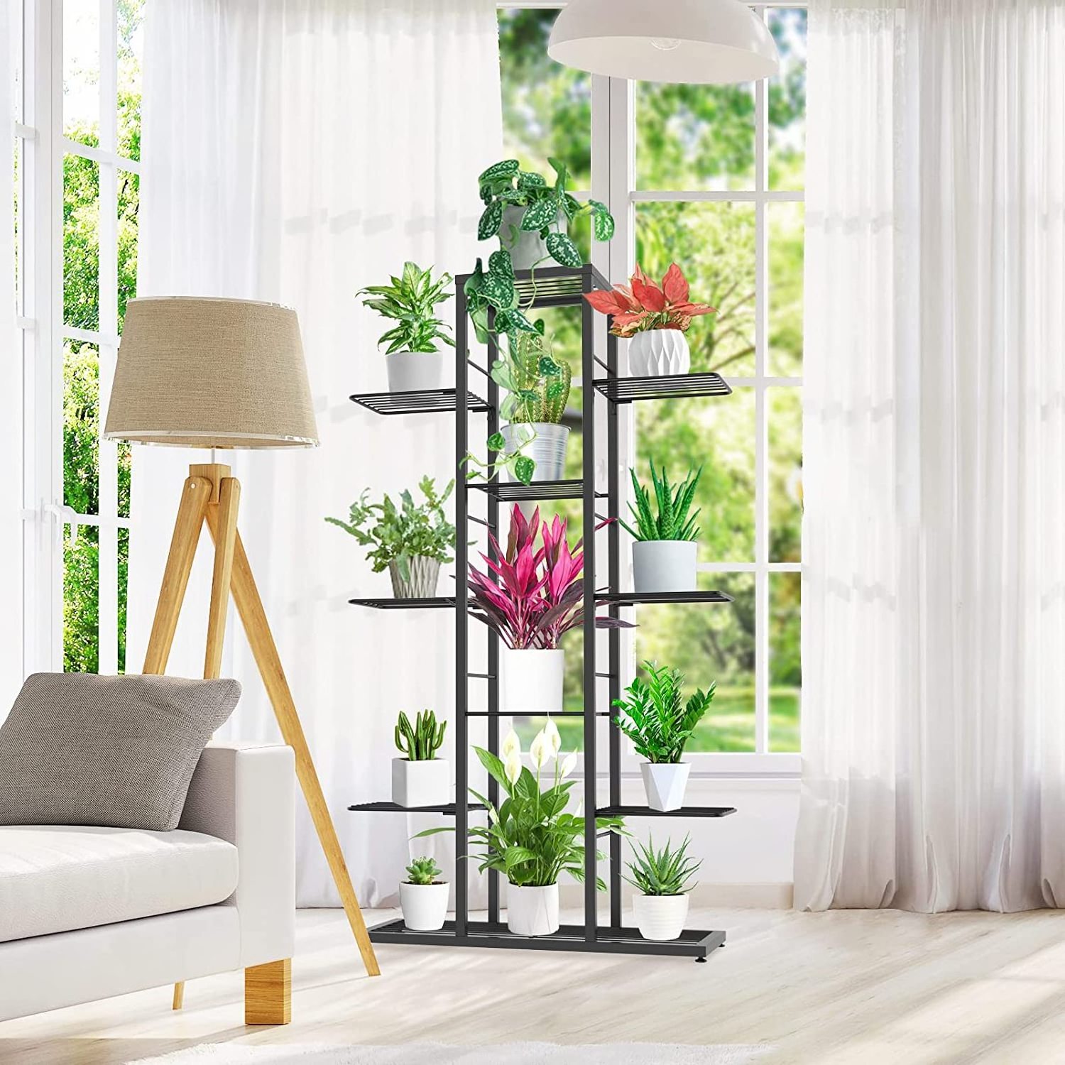 New Arrival 10 Tier 12 Potted Metal Plant Stand for Indoor Multiple Corner Tall Plant Shelf Display Rack