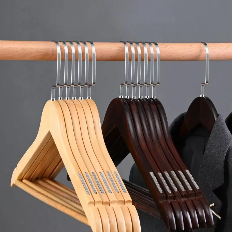 Customized Wooden Shirt Hanger Natural And Flat Wooden Hangers for Clothes