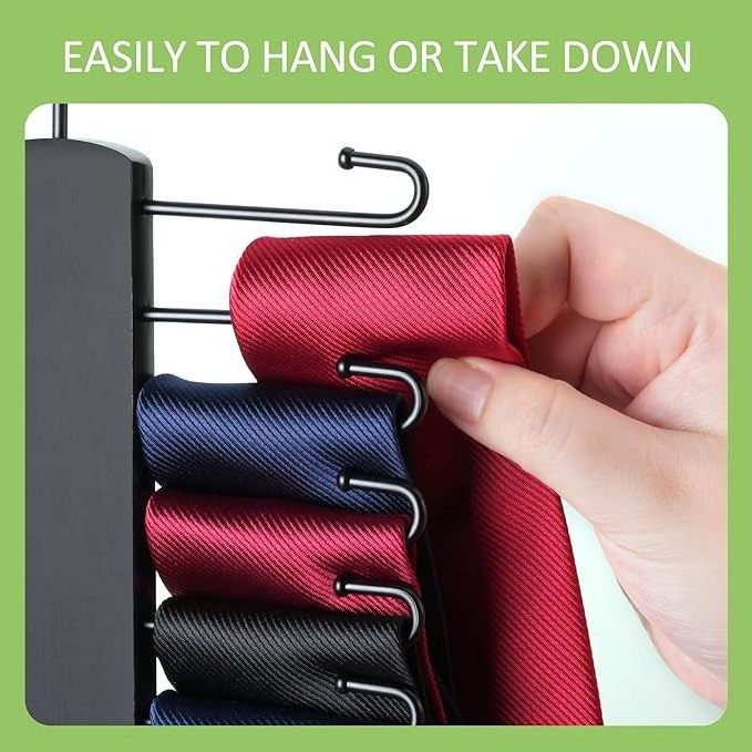 Tie rack, men's closet wooden tie hook,20 storage capacity