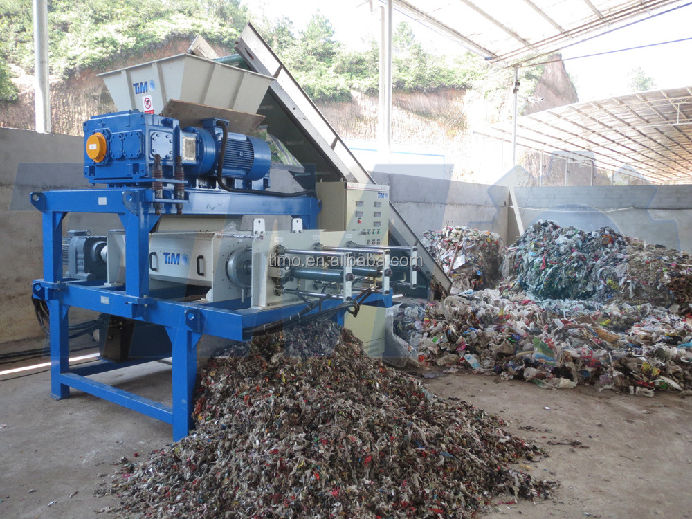 domestic waste shredder and dewatering screw press for RDF