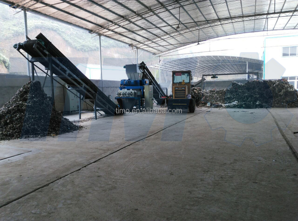 domestic waste shredder and dewatering screw press for RDF