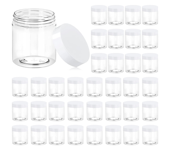 4oz 8oz round plastic jar clear cosmetic cream container sample pots food can with white cap leak proof lid