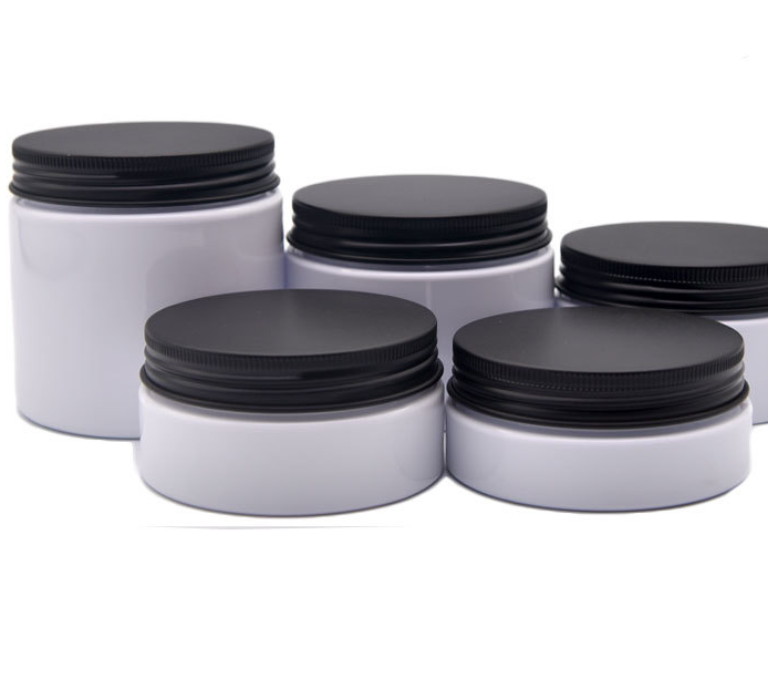 See through clear top PET plastic jar cream wax pot jar with black colors lids 80g 100g 200g  cosmetic container