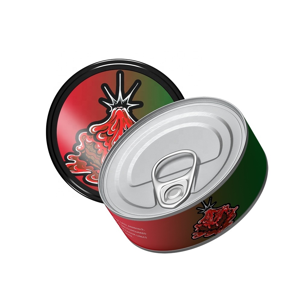 Self-Seal Tin Can Pressitin Cans with Ring Lid and Label Side Stickers Tin Tuna Can No Tools Needed 100ml/3.5g