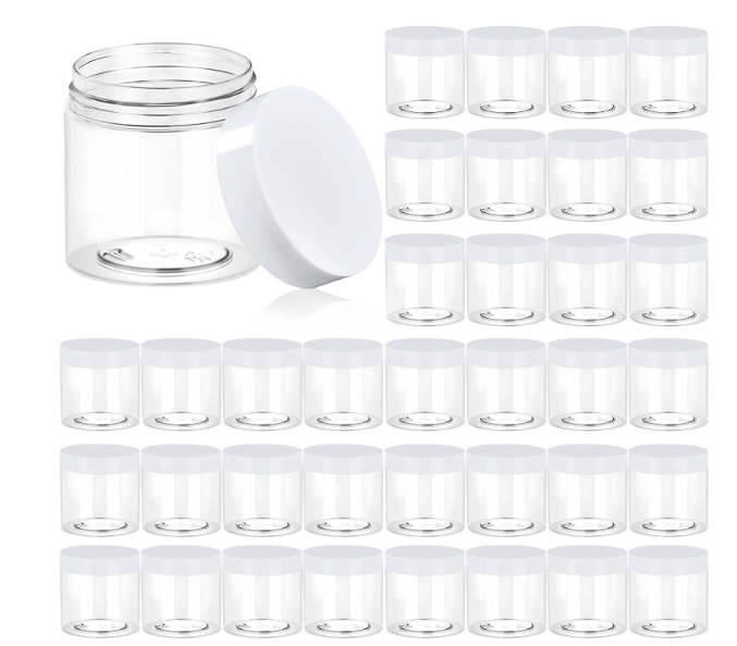 4oz 8oz round plastic jar clear cosmetic cream container sample pots food can with white cap leak proof lid