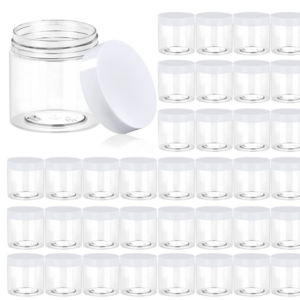 4oz 8oz round plastic jar clear cosmetic cream container sample pots food can with white cap leak proof lid