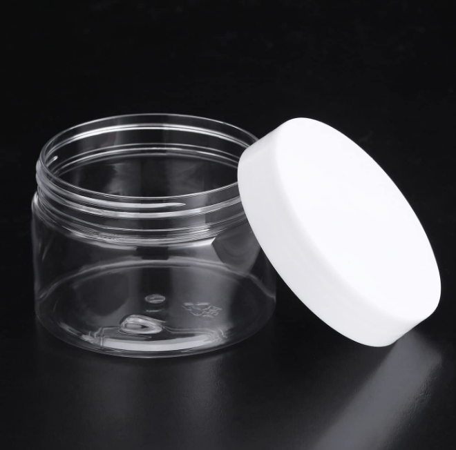 2 oz  60ml   3.5oz round slim cream plastic jar thick durable container with white lid for makeup eyeshadow pot sample