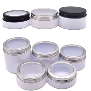 See through clear top PET plastic jar cream wax pot jar with black colors lids 80g 100g 200g  cosmetic container