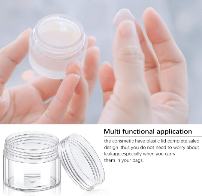 20ml clear Round Pot Jars Plastic Cosmetic Containers Set with Lid for Liquid Creams Sample