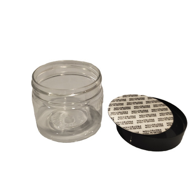 1g 3.5g 7g dried flower edible plastic transparent pot smell proof container with black lid custom logo RX stickers