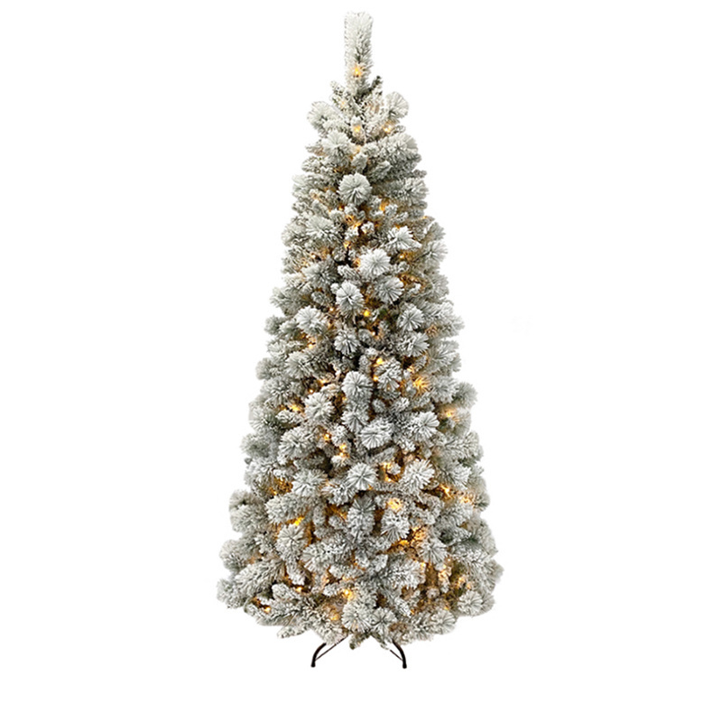 Customized Available Flocked Livingston Fir Artificial Christmas Tree with Pine Cones for Home Indoor Office Decorations