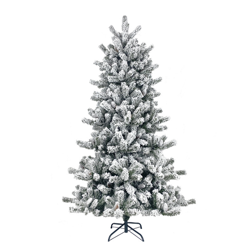 Customized Available Flocked Livingston Fir Artificial Christmas Tree with Pine Cones for Home Indoor Office Decorations