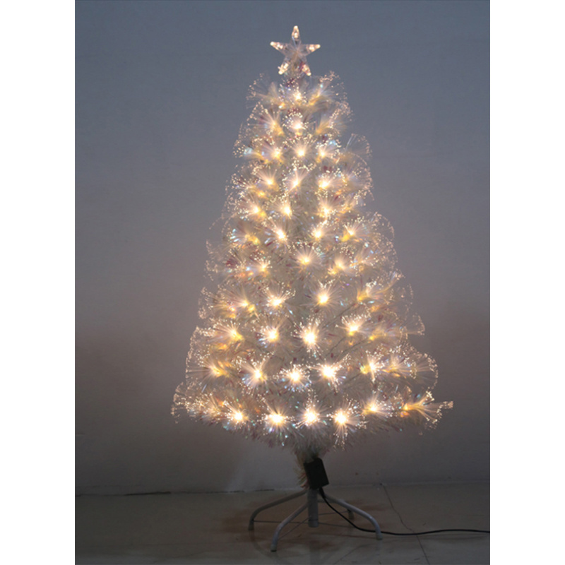 Factory high quality  White Artificial fiber optic Christmas Tree Easy to Assemble with Christmas Tree Metal Stand for In