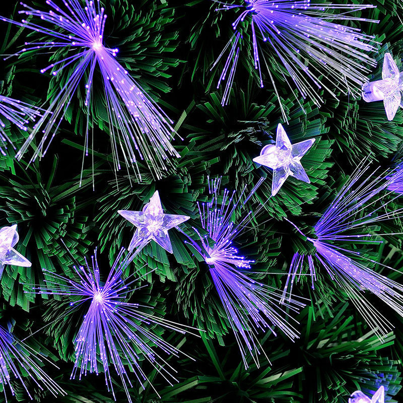 5ft purple lights and five-pointed star ornaments PVC fiber optic Christmas tree for Christmas decoration