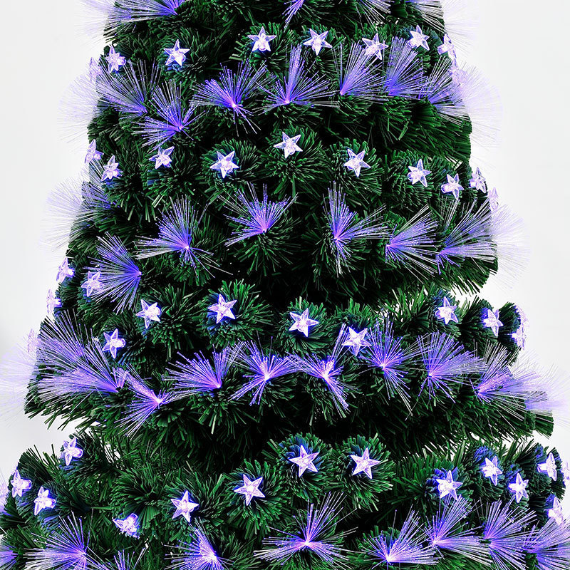 5ft purple lights and five-pointed star ornaments PVC fiber optic Christmas tree for Christmas decoration