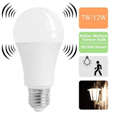 A Radar Motion Sensor Bulb LED 5W 7W 9W 12W Security Light Bulb Outdoor/Indoor