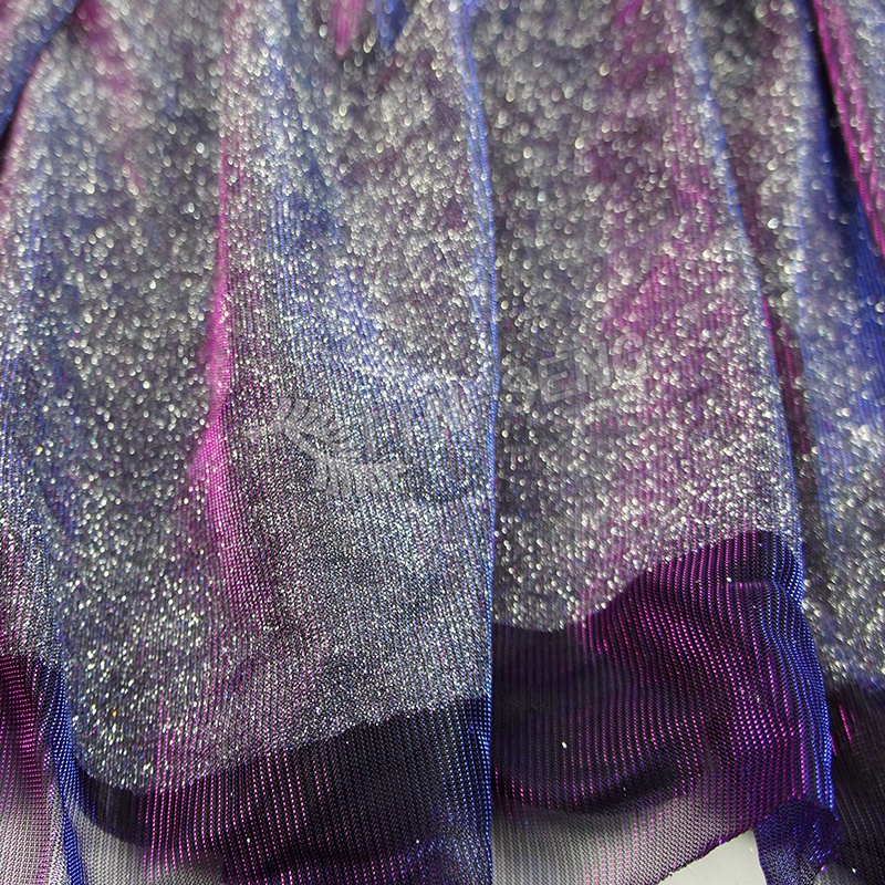 Metallic Color Changing Fabric , Iridescent Moonlight Fabric With Glitter for Offical Dress