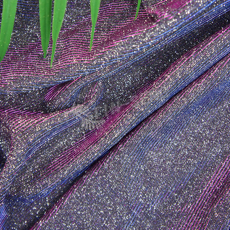 Metallic Color Changing Fabric , Iridescent Moonlight Fabric With Glitter for Offical Dress