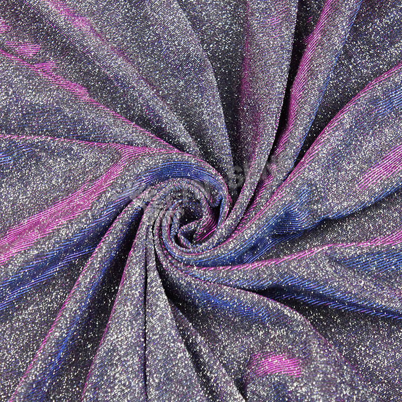 Metallic Color Changing Fabric , Iridescent Moonlight Fabric With Glitter for Offical Dress