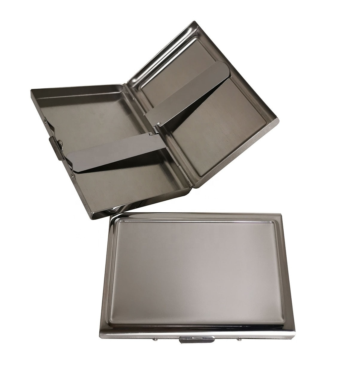 Wholesales blank 16pcs  silver cigarette box with mirror inside high quality metal cigarette cases