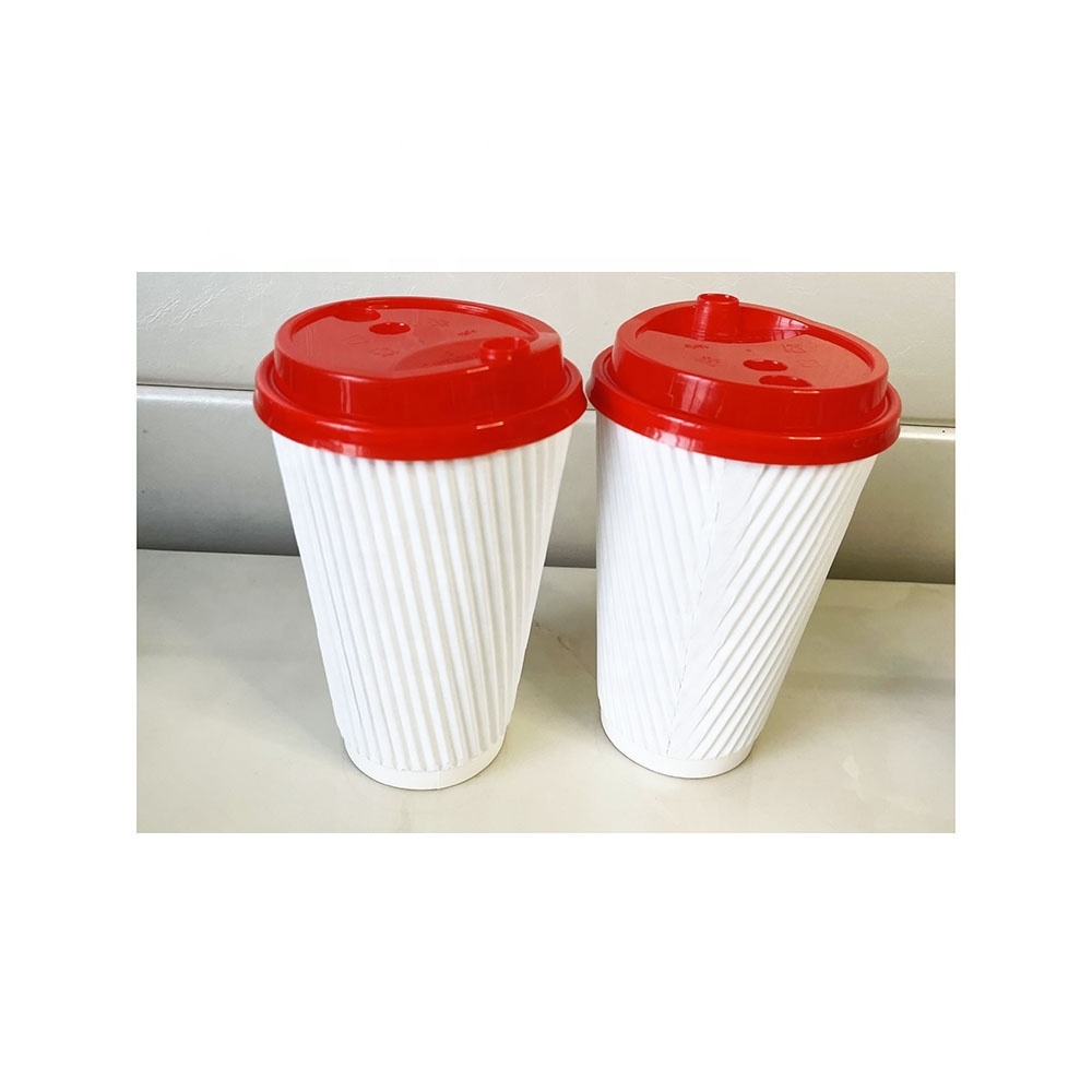 16oz 20oz paper corrugated disposable ripple wall coffee paper cup with lids