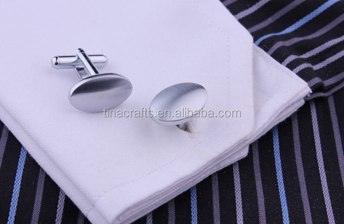 Fashion custom Engraved silver metal cufflinks