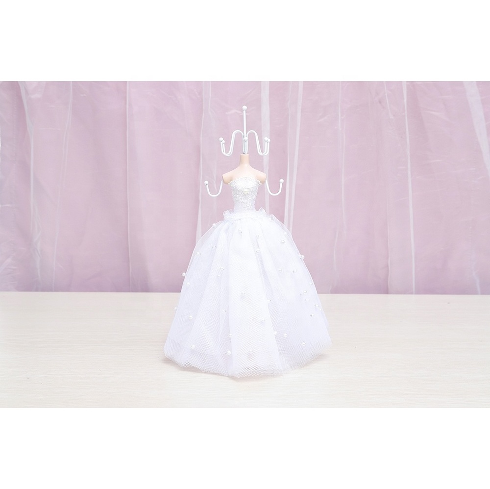 White elegant doll jewelry hanging display necklace holder mannequins