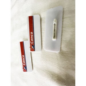 Custom Sublimation Reusable Safety Pin white Plastic PVC Acrylic Name Badge with printing