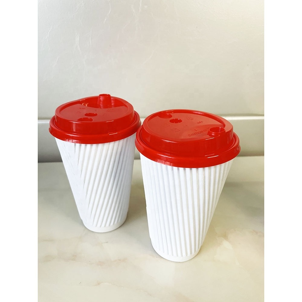 16oz 20oz paper corrugated disposable ripple wall coffee paper cup with lids