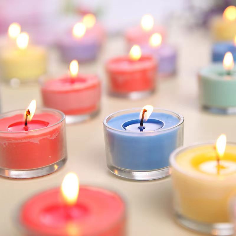 Wholesale Color Soy Wax tealight unscented candle in Small Glass Jar