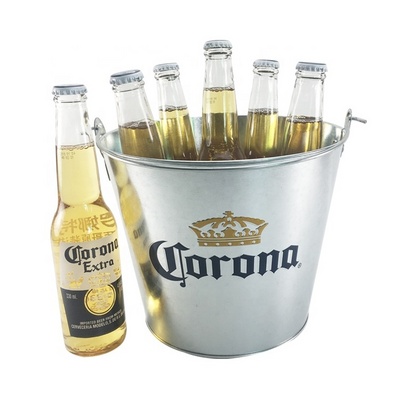 Stock 5L 8L Round Small Metal Beer Wine Champagne Galvanized Ice Bucket with Bottle Opener