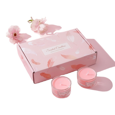 Wholesale Valentine's Day Gift Art Unique Pink Mini Glass Jar Scented Candle 6-Pieces Set