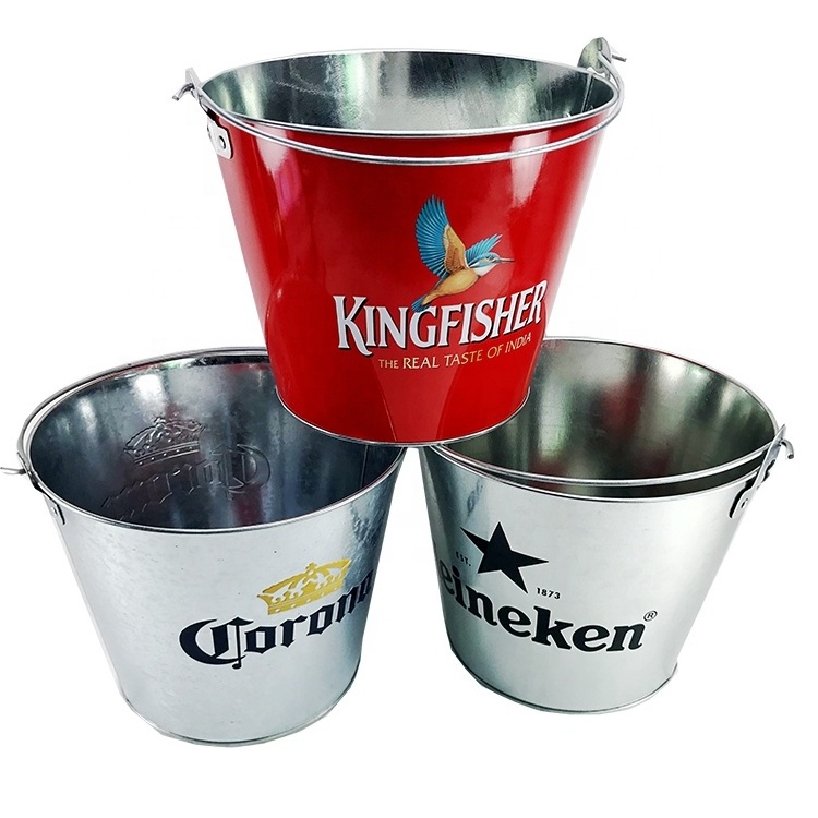 Stock 5L 8L Round Small Metal Beer Wine Champagne Galvanized Ice Bucket with Bottle Opener