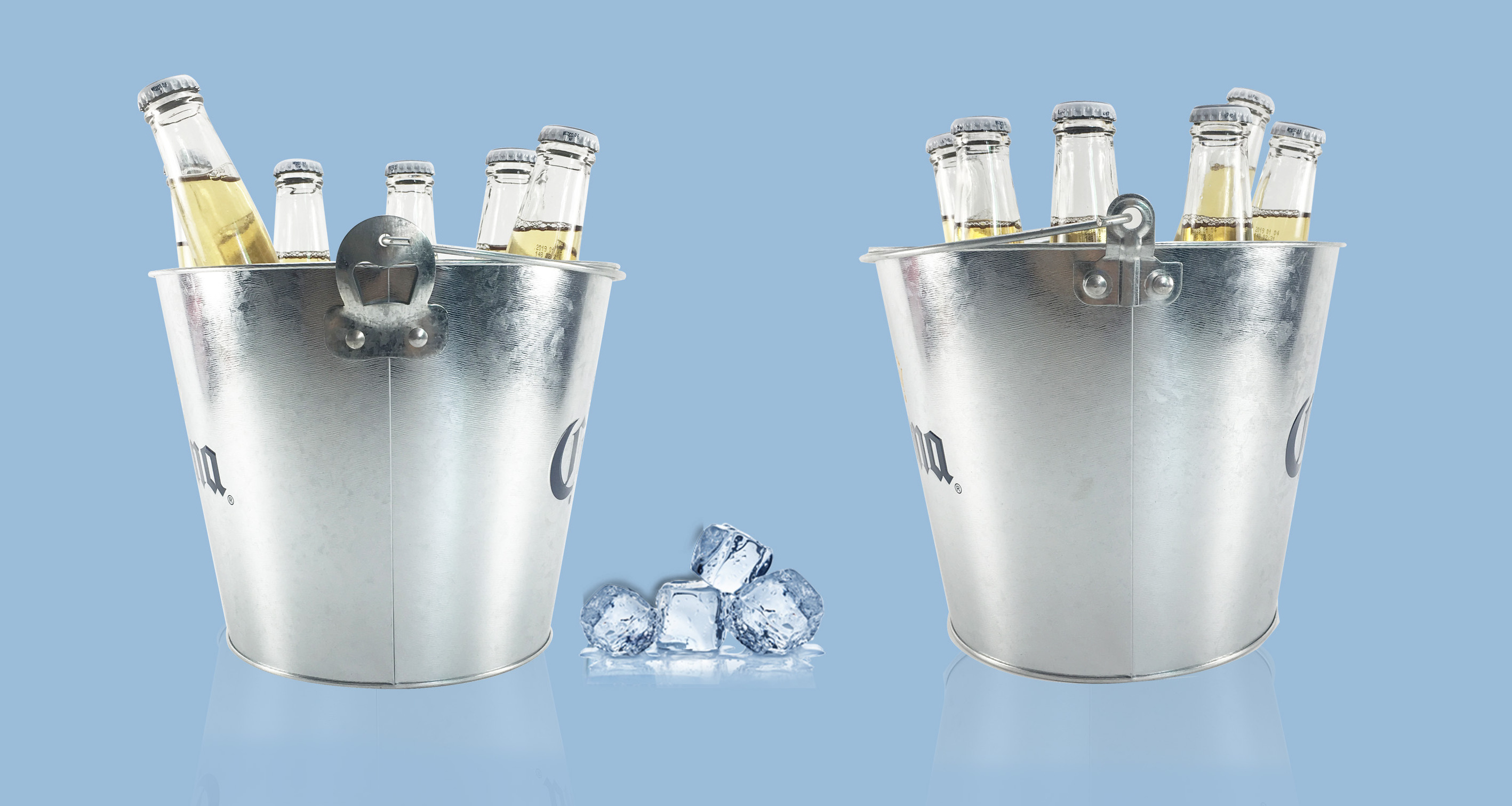 Stock 5L 8L Round Small Metal Beer Wine Champagne Galvanized Ice Bucket with Bottle Opener