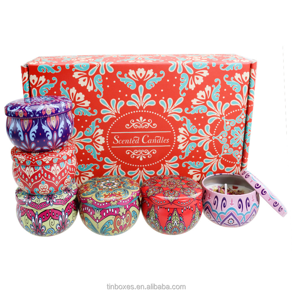 Wholesale In Stock Low MOQ Fast Delivery Custom Printed Small Metal Candle Candy Gift Jars In Bulk