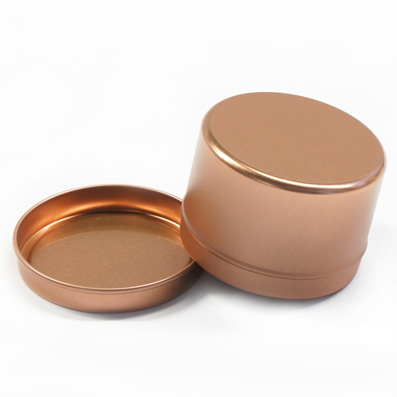 Different styles Deep Round Metal Tin Box Rose Gold Packaging Tin Can