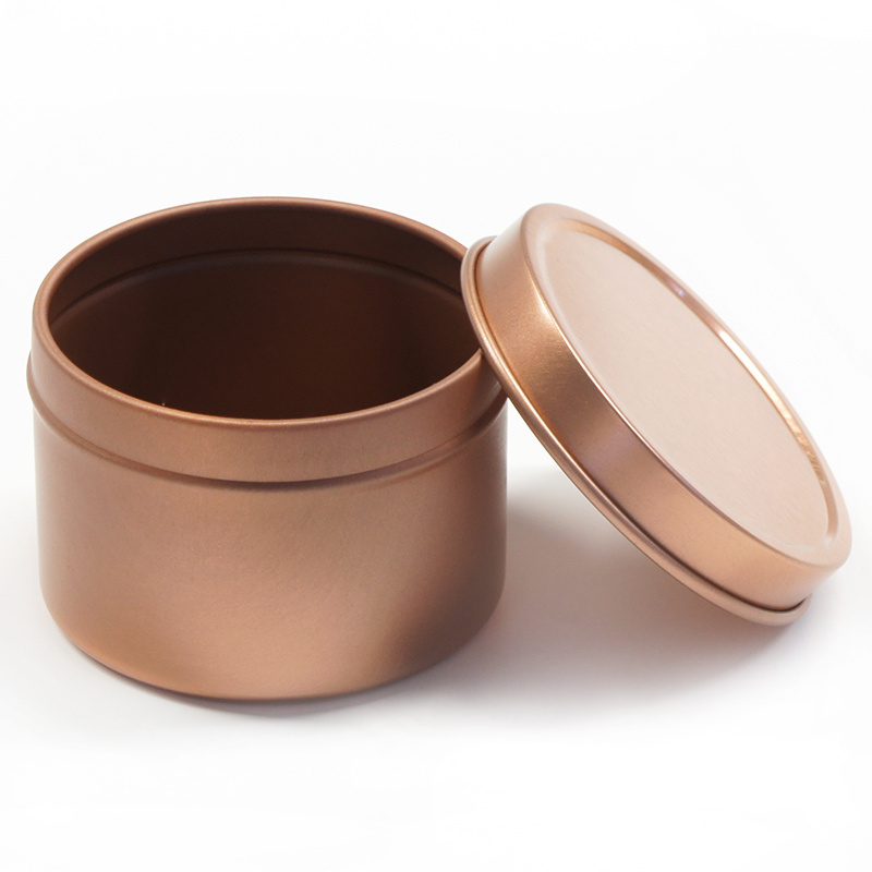 Different styles Deep Round Metal Tin Box Rose Gold Packaging Tin Can