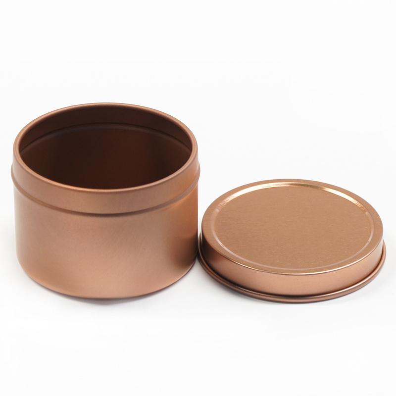 Different styles Deep Round Metal Tin Box Rose Gold Packaging Tin Can