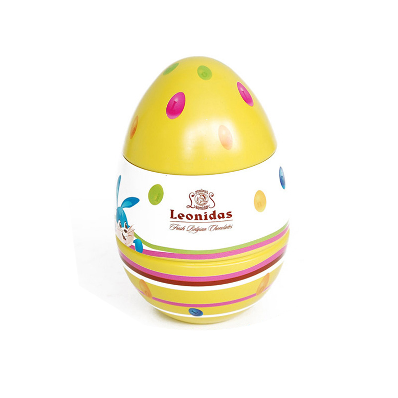 Giant Easter Tinplate Metal Egg for Chocolate Gift Packing Wholesale Candy Chocolate Tin Box with Egg Shape