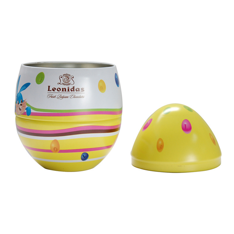 Giant Easter Tinplate Metal Egg for Chocolate Gift Packing Wholesale Candy Chocolate Tin Box with Egg Shape