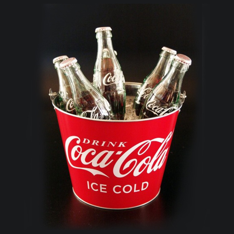 Custom Ice Bucket New Design Decorative Empty Tin Ice Bucket With Holder Beer Bucket 6 Bottles