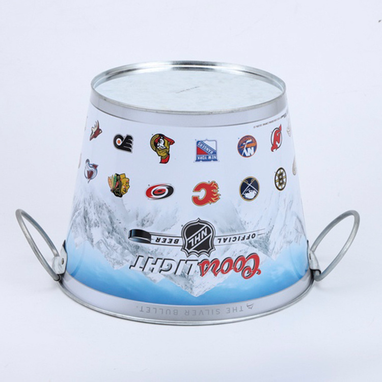 5l Round Galvanized Metal Tin Ice Bucket With Custom Logo For 6 Bottles Beer For Sales Promotion Items