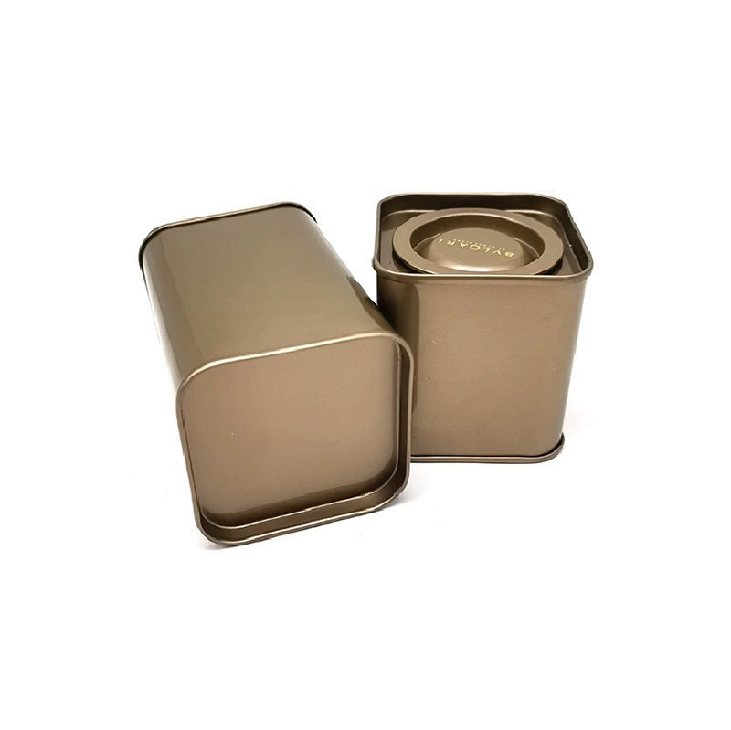 Customized design square airtight tea tin canister food grade printing packing box empty sealed round green metal tea cans