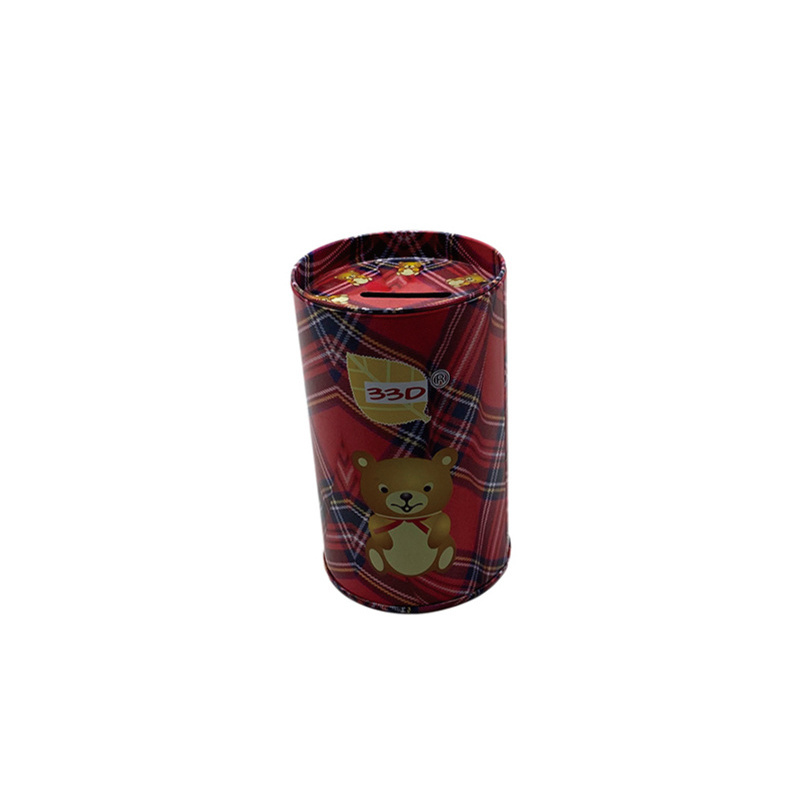 Factory Custom round Metal Tin Can Coin Storage Container and Piggy Bank Box Tinplate Coin Saving Piggy Bank